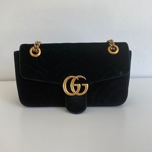 100% authentic Gucci black velvet bag used